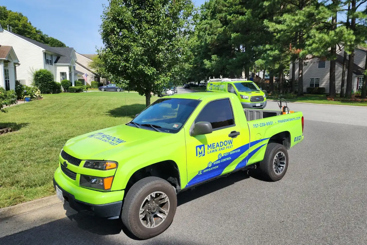 Meadow Lawn and Pest service truck