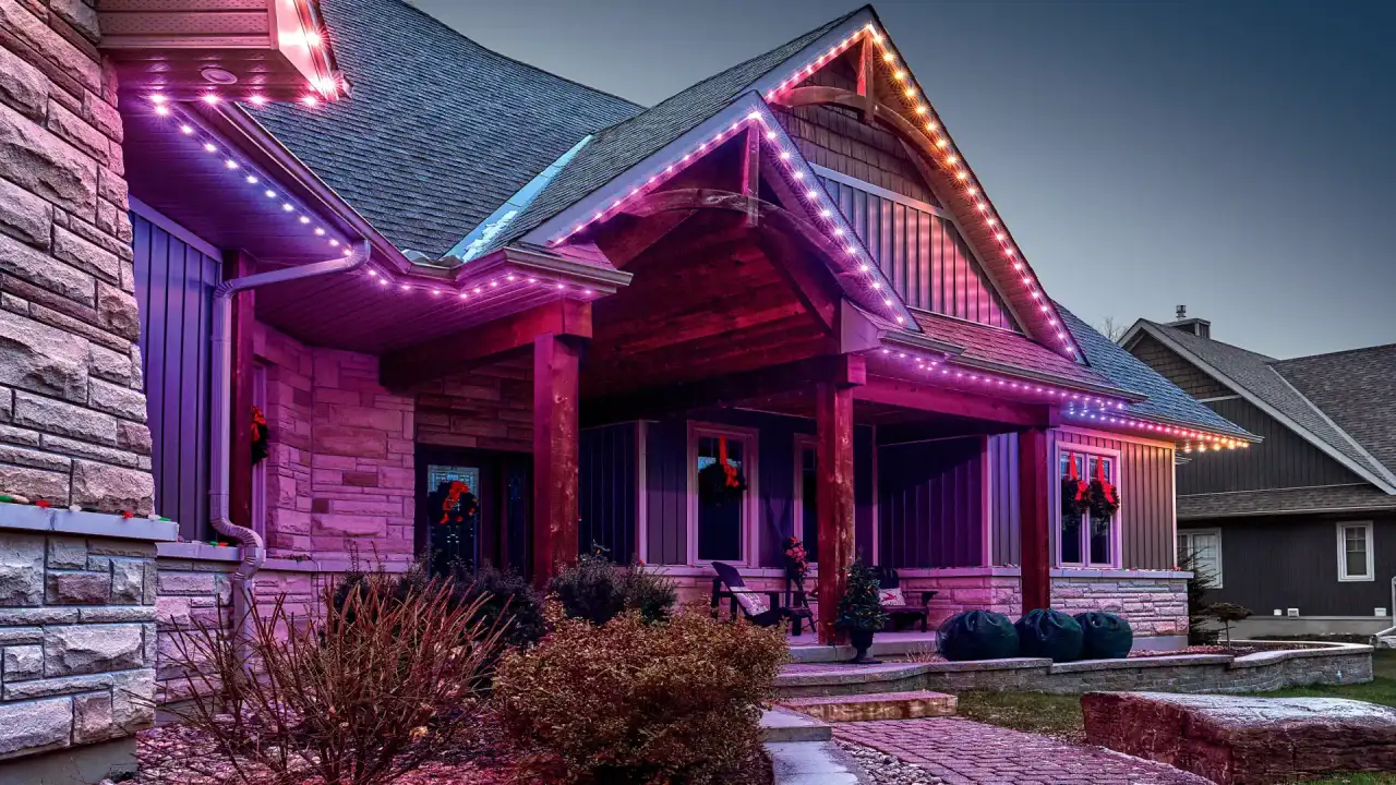 Low voltage landscape lighting at night