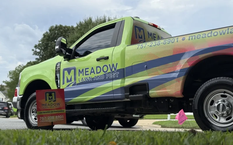 Truck with yard sign